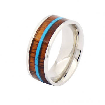 Fashion Titan Holz und Silber Ring, Holz Titan Ringe für Männer